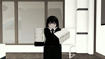 Assassino frio relaxa com homem branco em cena roblox